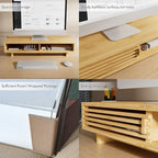 Zri Bamboo Computer Monitor Stand with Drawer, Dual Laptop Stand for Desk,Single Monitor Riser with Storage,Wood Office Desk Organizer & Accessories - Image 2