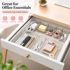 Adjustable Clear Drawer Storage Organizer, 16 Pack 3 Sizes Expandable Plastic Storage Boxes for Kitchen, Bathroom, Vanity, Office, Makeup, Desk and Closet Organization - Image 5