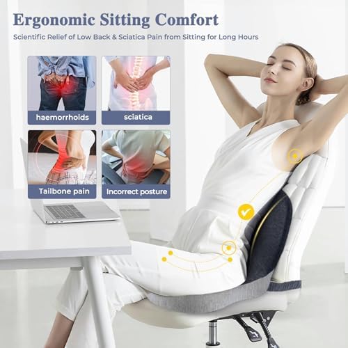 Seat Cushion with Lumbar Support Pillow, Back and Seat Cushion for Office - Image 4