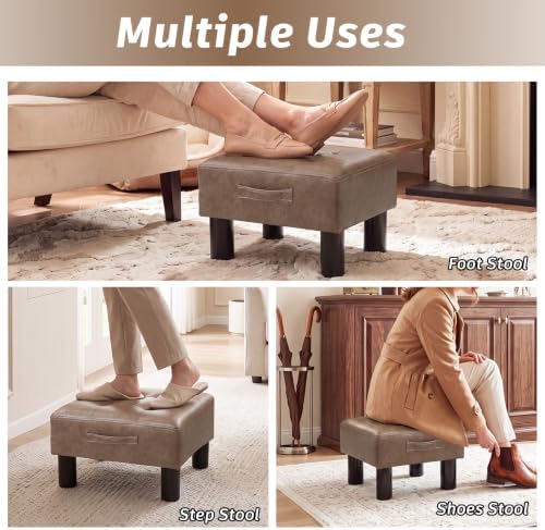 Joveco Small Ottoman Foot Stool,15" Square Upholstered Foot Rest with Legs - Image 6