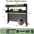 Clamp On Desk Shelf Organizer with Pegboard Desk Hutch Dorm with Storage Bookshelf Desk Top Organizer Shelf Multi-Purpose White & Black Desktop Shelves & Office Shelves (Black, W - 23.6") - Image 2