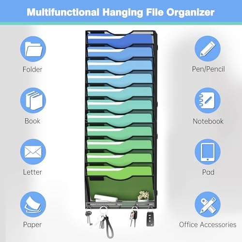 Kuntine.B Wall File Organizer Office Hanging Magazine Holder Wall File Organizer for Office Home - Image 4