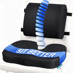 Seat Cushion & Lumbar Support Pillow for Office Chair, Car, Wheelchair Memory Foam Desk Chair Cushion for Sciatica, Lower Back & Tailbone Pain Relief Desk Pad with Adjustable Strap 3D Washable Cover by QUTOOL