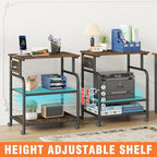 YAOHUOO 3 Tier Large Printer Stand with Power Outlet/Adjustable Shelf - Image 3