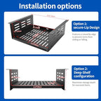 Under Desk Storage Shelf, 12"x11" Vented Steel Desk Add-On Tray for Small Form Factor SFF Computers Laptop, Compatible with PlayStation 4 PS4 Pro PS4 Slim - Image 2