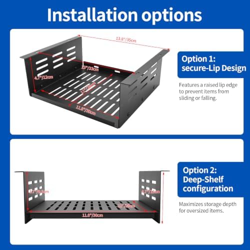 Under Desk Storage Shelf, 12"x11" Vented Steel Desk Add-On Tray for Small Form Factor SFF Computers Laptop, Compatible with PlayStation 4 PS4 Pro PS4 Slim - Image 2