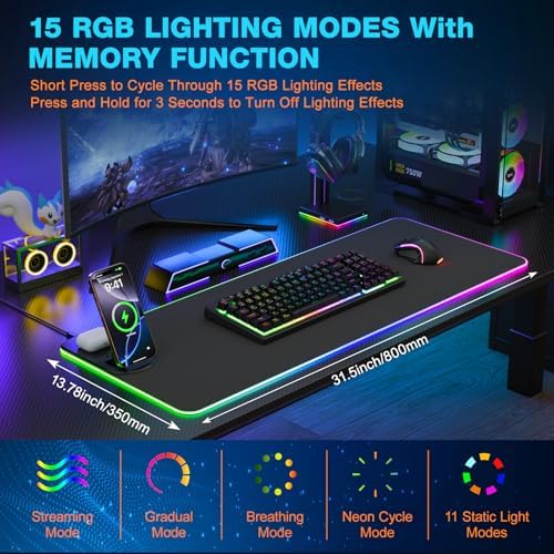 TARKARI Gaming Mouse Pad Wireless Charging - Desk Mat Magnetic Foldable Phone Stand - Image 4