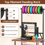 3D Printer Stand with Filament Storage, Large 3D Printer Table Filament Organizer with Spool Holder, Heavy Duty Printer Rack Workstation for 2 Printers, Filament Spools and Tools - Image 3