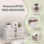 Wood Desk Organizer, Vintage Brown Wooden Desktop Organizer with Drawer, Tabletop Storage Organization Box for Countertop, Home Office Supplies, Bills, 13.3 x 6.5 x 7 Inches(2 Drawer) - Image 5
