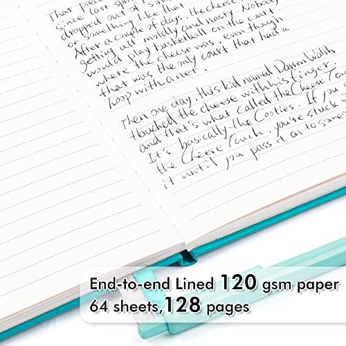 5 Pack Journal Notebook Bulk for School, Feela Hardcover Business Notebooks Classic Ruled Lined Journals with Pen Holder for Work Note Taking, with 5 Black Pens, 120 GSM, 5.1”x8.3”, A5, Emerald - Image 3