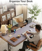 Aothia Faux Leather Desk Mat - Large Mouse Pad, Non-Slip PU Leather Blotter, Waterproof Writing Surface for Office and Home (Lavender, 63" x 24") - Image 3