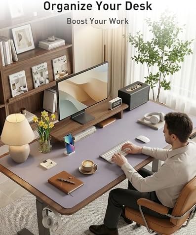 Aothia Faux Leather Desk Mat - Large Mouse Pad, Non-Slip PU Leather Blotter, Waterproof Writing Surface for Office and Home (Lavender, 63" x 24") - Image 3