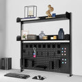 Clamp On Desk Organizer Shelf, Pegboard Multipurpose Countertop Desk Hutch, Desktop Bookshelf Bookcase Storage Shelves for Home Office Dorm Gaming Desk (Black) by MARTEXBUY
