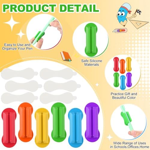 Sherr 48 Pack Adhesive Silicone Pencil Holders Bulk for Desk,Wave,Vibrant - Image 3