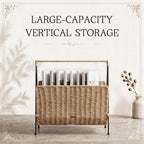 Novabright Hand Woven Magazine Holder with Metal Stand, Large Wicker Book Storage Basket, Decorative Newspaper Mail Storage Rack for Living Room, Bedroom, Bathroom, Home, Office, 13.78 x 14.17 x 3.94 - Image 5
