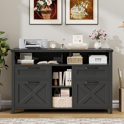 Halitaa File Cabinet with Open Storage Shelf for Home Office, Pure Black - Image 6