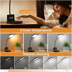 10W Wireless Charging LED Desk Lamp with Clock, Light Black - Image 5