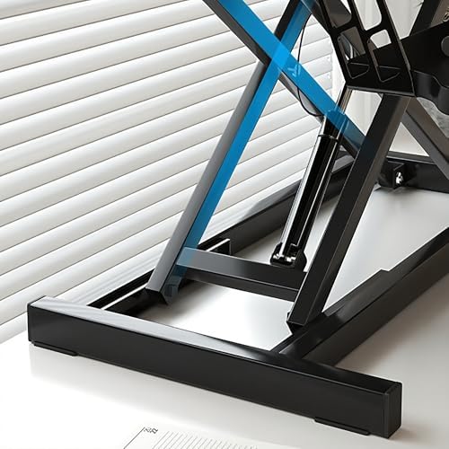 Standing Desk Converter 32" - Sit to Stand Desk Converter for Dual Monitors - Height Adjustable Desk Riser for Standing - Home Office & Corporate Use - Relieve Back Pain(Walnut) - Image 6