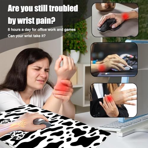 Desk Mat, Mouse Pad with Wrist Rest, 4-in-1 Large Mouse Pads for Desk, Ergonomic Mouse Pad and Keyboard Wrist Rest Gaming Keyboard Mat for Office,Cow Print - Image 5