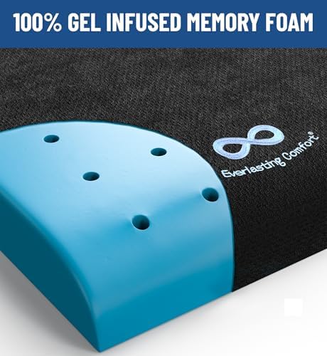 Everlasting Comfort Ventilated Wheelchair Cushions for Pressure Relief - Gel Memory Foam Wheel Chair Seat Cushion Pad for Seniors and Adults & Pain Relief - Soft Non-Slip Cover - Office Accessories - Image 2