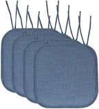 Sweet Home Collection Chair Cushion Memory Foam Pads with Ties Honeycomb Pattern Slip Non Skid Rubber Back Rounded Square 16" x 16" Seat Cover, Herringbone Blue by SweetHomeCollection