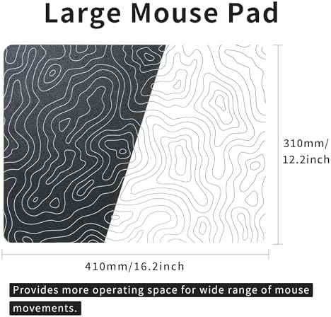 XVX Glass Mousepad for Gaming, Topographic Hard Gaming Mouse pad, Professional Large Mouse Mat 16.2" x 12.2", Special Glass Surface with Improved Precision and Speed - Image 2