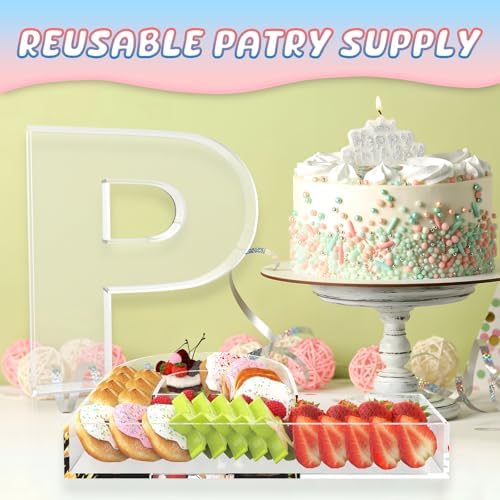 13.8" Extra Large Acrylic Letter Charcuterie Board Box, Reusable Fillable Letter Cake Candy Dish Display Serving Tray for Birthday Anniversary Party Decoration (P) - Image 4