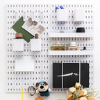 Wall-Mounted Pegboard Kit, 25.2" x 25.2" Organizer Panel – Large, Cost-Effective & Nail-Free Installation White by RIVTUNTOOLS