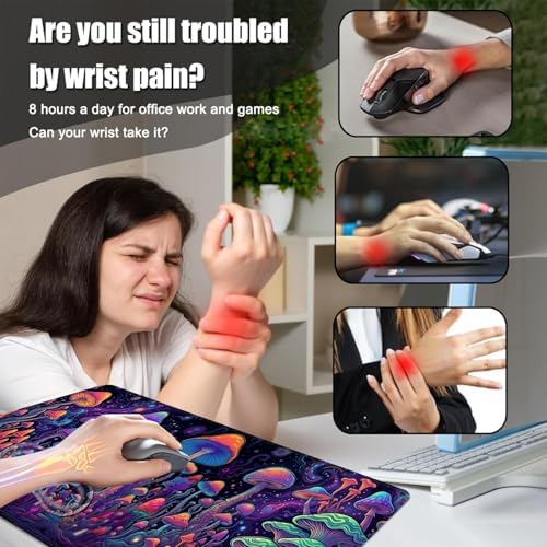 Desk Mat, Mouse Pad with Wrist Rest, 4-in-1 Large Mouse Pads for Desk, Ergonomic Mouse Pad and Keyboard Wrist Rest Gaming Keyboard Mat for Office,Magic Mushrooms - Image 5