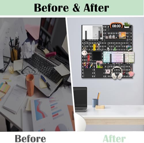 Wall Mount Wall Organizer Pegboard for Gaming & Office, 4 Pack, 12x12 Inch - Image 5