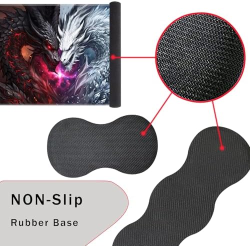 Keyboard Wrist Rest and Mouse Pad with Wrist Support Set Ergonomic Coaster,Memory Foam,Easy Typing Pain Relief,Large XL Desk Mat 31.5"x 11.8",Black and White Dragon - Image 3