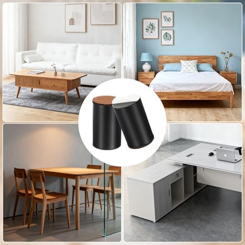 uxcell 4Pcs Self-Adhesive Furniture Risers, 2.36"x3.94" Round Heavy Duty Bed Lift Supports, Carbon Steel Table Sofa Risers with Felt Pads for Chair, Table, Sofa Legs, Leveling, Black - Image 6
