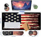 4-Piece Extended Large Mouse Pad Set for Women Men with Retro Flag Design Includes 35.4 x 15.7 XXL Large Mouse Pad Keyboard Wrist Rest Mouse Wrist Support and Coaster for Office Home - Image 5