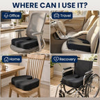 5 STARS UNITED Seat Cushion - Memory Foam Chair Cushion for Tailbone Pain Relief - Ergonomic Support for Coccyx, Sciatica & Butt - Office, Desk & Gaming Chair, Car Seat, Wheelchair, Airplane, Black - Image 3