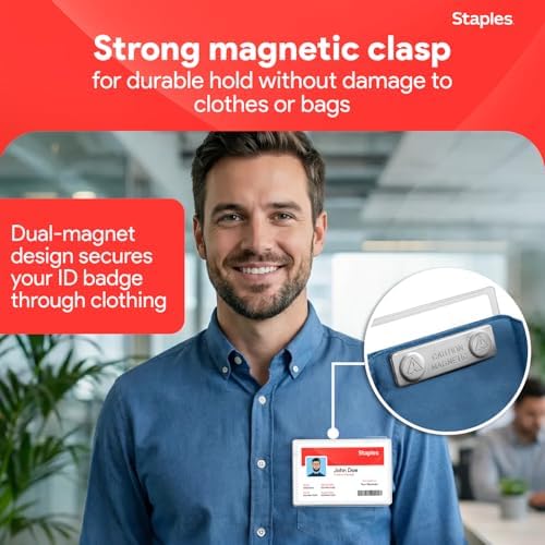Staples Magnetic Badge Holders, Credit Card Size, Clear, 25-Pack - Image 4