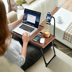 Foldable Lap Desk for Bed and Sofa, Portable Laptop Desk with Gooseneck Phone Stand, Cup Holder & Mouse Pad Extension, Extra Large Bed Desk Tray fits up to 17" Laptops (Walnut) - Image 5
