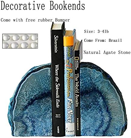 JIC Gem Blue Agate Geode Bookends Heavy Duty Hippo bookends 1 Pair 3-4Lbs - Image 2