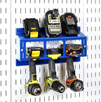 Wall Control Drill Holder Power Tool Storage Rack - Compact Impact Drill Battery Power Tool Pegboard Organizer Pegboard (Blue) - Image 3