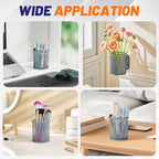 Segarty Pen Cup Holder for Desk, 12 Pack Round Silver Pen Holder, Wire Mesh Pencil Cups Containers Marker Organizer Set for Office Supplies, School, Desktop Accessories, Makeup Brush - Image 6