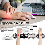 Gaming Mouse Pad and Keyboard Wrist Rest, Large Extended Mouse Pad 31.5X 11.8,Ergonomic Memory Foam Wrist Rest Support+Desk Mat Protector,for Office/Home Writing Pad, Black & White Cow Hair Mousepad - Image 4