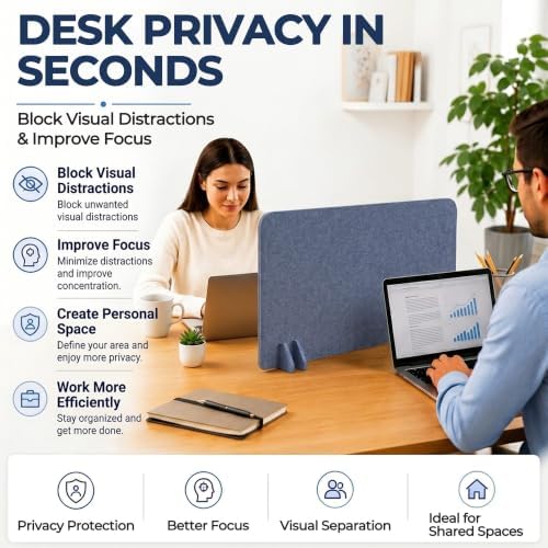 Desk Privacy Divider [6-Pack] 24" x 16" Freestanding Felt Panel - Image 6