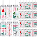 Meanplan 24 Pcs Pink Christmas Plastic Cup Gift Bulk 14 oz Pastel Snowflake Xmax Tree Tumbler with Lids and Straws Reusable Merry Christmas Drinking Mugs for Holiday Birthday Party Favors Supplies by Meanplan