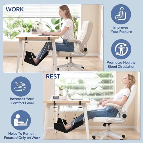 BALAPET Large Foot Hammock Under Desk Footrest, Adjustable Office Foot Rest Sling with Hooks Portable Leg Rest for Desk for Study and Relaxing,Machine Washable - Image 4