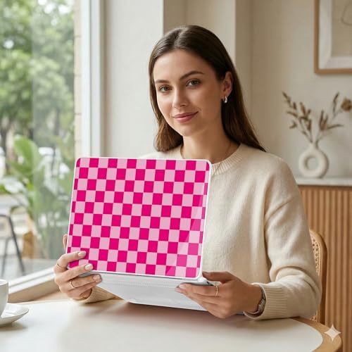 MEEgoodo 4-in-1 Printed Case for MacBook Neo 13 inch 2026 Release Model A3404, Laptop Hard Shell Cases with Keyboard Skin & Screen Protector & Webcam Covers, Rose&Light Pink Checkerboard - Image 5
