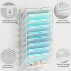 Lavatino 10-Tier Hanging Wall File Folders Organizer - White Metal Mesh Paper Magazine Document Mail Holder File Organizer for Office School Home Wall Mount or Desk Supplies Organization - Image 3