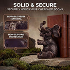 Elephant Bookends - Heavy Duty Bookends for Shelves Decorative - Gold Elephant Decor and Resin Animal Bookend - Heavy Book Ends for Kids - Vintage Unique Decorative Book Ends - 4 x 4 x 7 Inches - Image 4