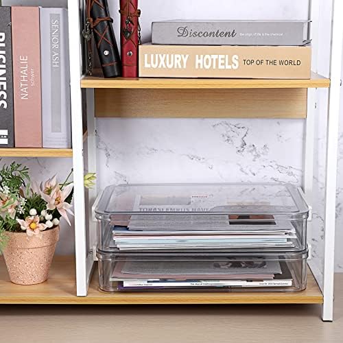 BTSKY 2 Pack Plastic Storage Containers with Lids, Portable Project Case Document Organizer Stackable Plastic File Storage Box for A4 File Paper Documents Scrapbook Art Supplies&Crafts(Big, White) - Image 5