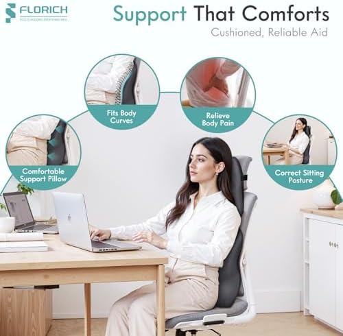 FLORICH Car Lumbar Support Pillow and Neck Headrest Pillow for Office Chair, Ergonomic Memory Foam, Relieves Neck, Back Pain, Pressure-Relieving Back Support for Car, Office Chair & Wheelchair – Gray - Image 4