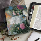 Floral Bernese Mountain Dog Pattern Bible Cover for Women Soft PU Leather Verse Print Bible Carrying Case Large Capacity Book Organizer with Top Handle Gifts for Christians - Image 5