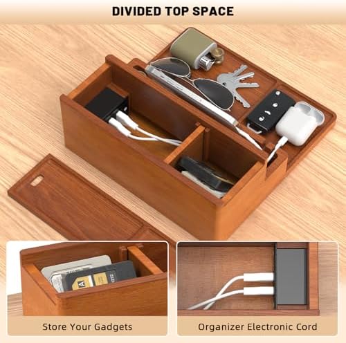 Valet Tray, Nightstand Organizer with Charging Station - Image 3